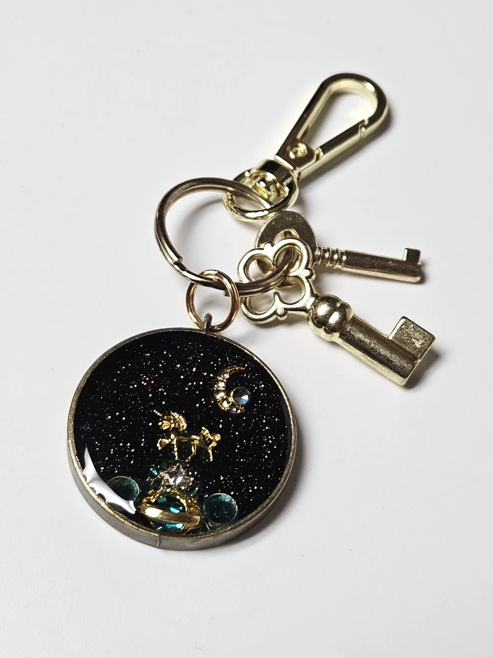 Celestial Unicorn Gold Keychain Bag Charm